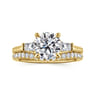 Miami - 14K Yellow Gold Oval Three Stone Lotus Diamond Engagement Ring - 0.3 ct