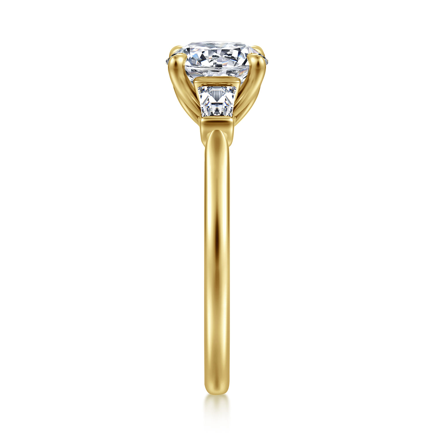 Miami - 14K Yellow Gold Oval Three Stone Lotus Diamond Engagement Ring - 0.3 ct - Shot 5