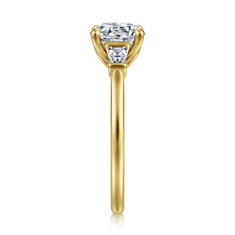 Miami - 14K Yellow Gold Oval Three Stone Lotus Diamond Engagement Ring - 0.3 ct - Shot 5