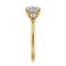 Miami - 14K Yellow Gold Oval Three Stone Lotus Diamond Engagement Ring - 0.3 ct