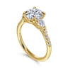 Monty - 14K Yellow Gold Round Three Stone Lotus Diamond Engagement Ring - 0.35 ct