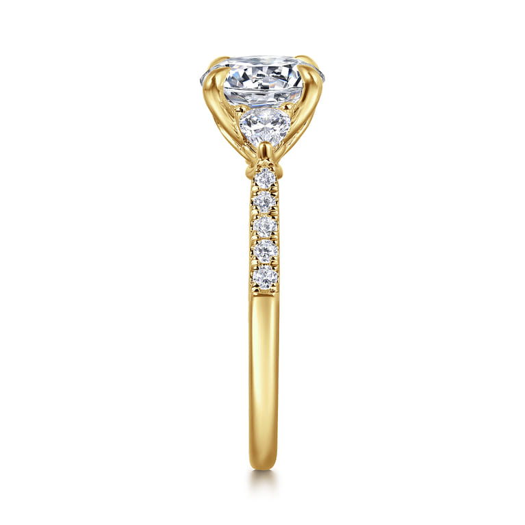 Monty - 14K Yellow Gold Round Three Stone Lotus Diamond Engagement Ring - 0.35 ct - Shot 5