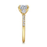 Monty - 14K Yellow Gold Round Three Stone Lotus Diamond Engagement Ring - 0.35 ct