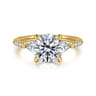 Monty - 14K Yellow Gold Round Three Stone Lotus Diamond Engagement Ring - 0.35 ct