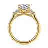 Monty - 14K Yellow Gold Round Three Stone Lotus Diamond Engagement Ring - 0.35 ct