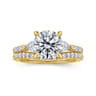 Monty - 14K Yellow Gold Round Three Stone Lotus Diamond Engagement Ring - 0.35 ct
