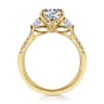 Moon - 14K Yellow Gold Round Three Stone Lotus Diamond Engagement Ring - 0.4 ct