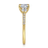 Moon - 14K Yellow Gold Round Three Stone Lotus Diamond Engagement Ring - 0.4 ct