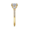 Nadia - 14K Yellow Gold Round Three Stone Lotus Diamond Engagement Ring - 0.45 ct