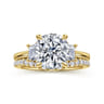 Nigela - 14K Yellow Gold Round Three Stone Lotus Diamond Engagement Ring - 0.4 ct