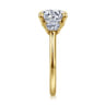 Nigela - 14K Yellow Gold Round Three Stone Lotus Diamond Engagement Ring - 0.4 ct