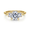 Nigela - 14K Yellow Gold Round Three Stone Lotus Diamond Engagement Ring - 0.4 ct