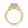 Nigela - 14K Yellow Gold Round Three Stone Lotus Diamond Engagement Ring - 0.4 ct