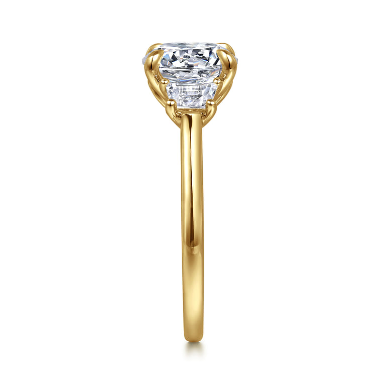 Nigela - 14K Yellow Gold Round Three Stone Lotus Diamond Engagement Ring - 0.4 ct - Shot 5