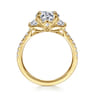Georgie - 14K Yellow Gold Round Three Stone Lotus Diamond Engagement Ring - 0.6 ct