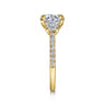 Georgie - 14K Yellow Gold Round Three Stone Lotus Diamond Engagement Ring - 0.6 ct