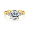 Ebony - 14K Yellow Gold Round Three Stone Diamond Engagement Ring - 0.2 ct