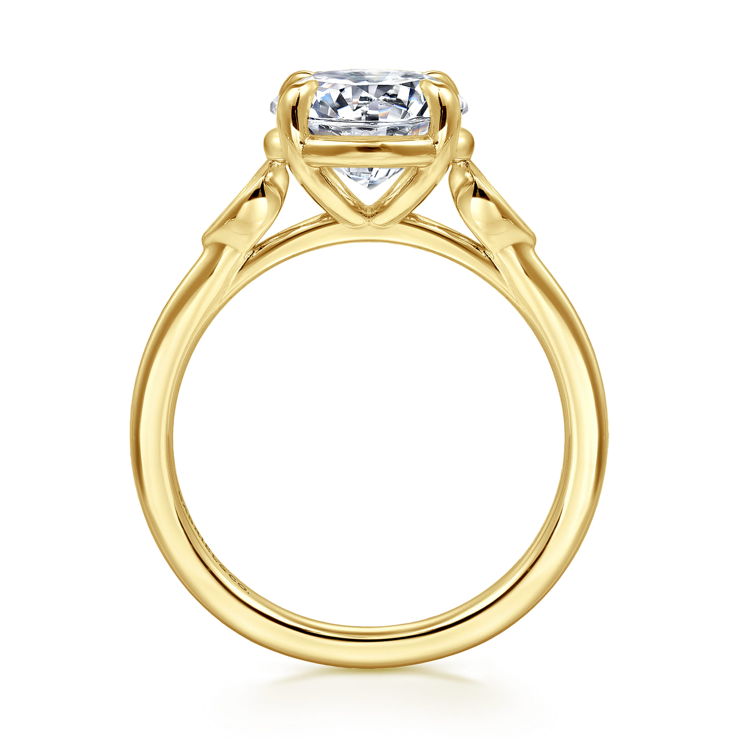 Ebony - 14K Yellow Gold Round Three Stone Diamond Engagement Ring - 0.2 ct - Shot 2