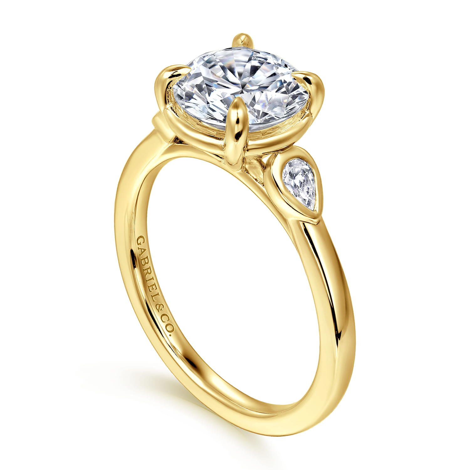 Ebony - 14K Yellow Gold Round Three Stone Diamond Engagement Ring - 0.2 ct - Shot 3