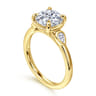 Ebony - 14K Yellow Gold Round Three Stone Diamond Engagement Ring - 0.2 ct