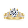Ebony - 14K Yellow Gold Round Three Stone Diamond Engagement Ring - 0.2 ct