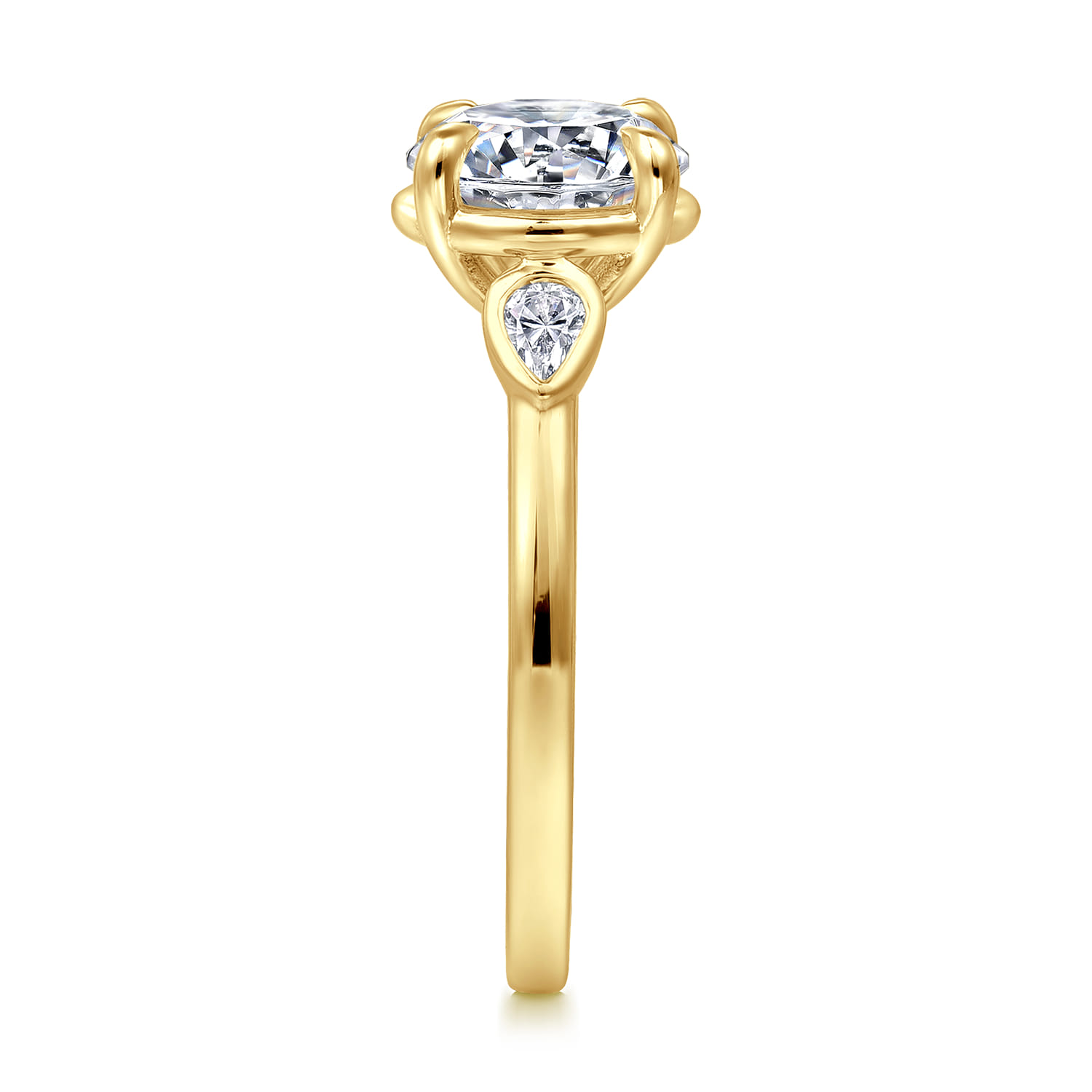 Ebony - 14K Yellow Gold Round Three Stone Diamond Engagement Ring - 0.2 ct - Shot 5