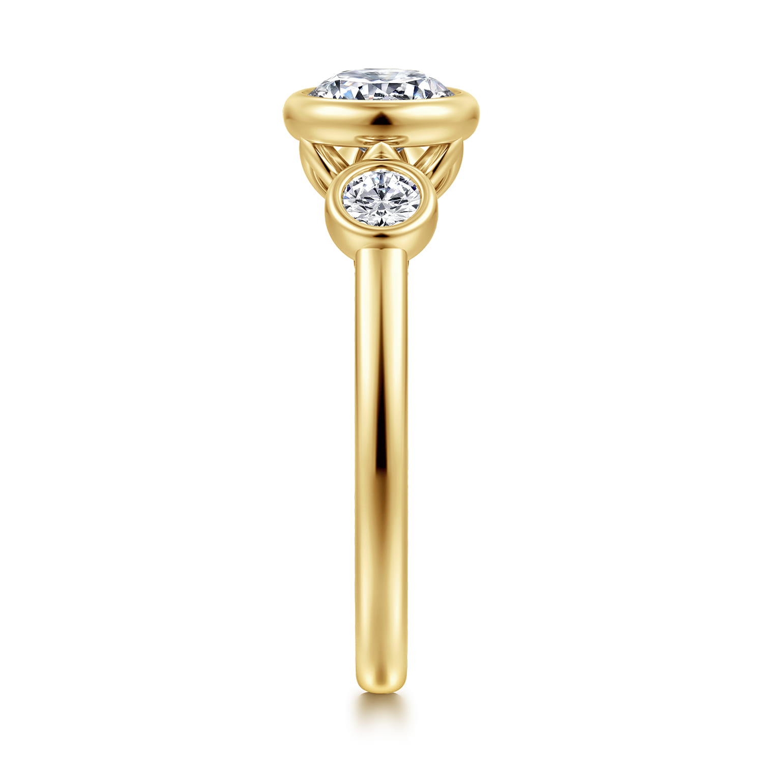 Henley - 14K Yellow Gold Round Three Stone Bezel Set Diamond Engagement Ring - 0.5 ct - Shot 4