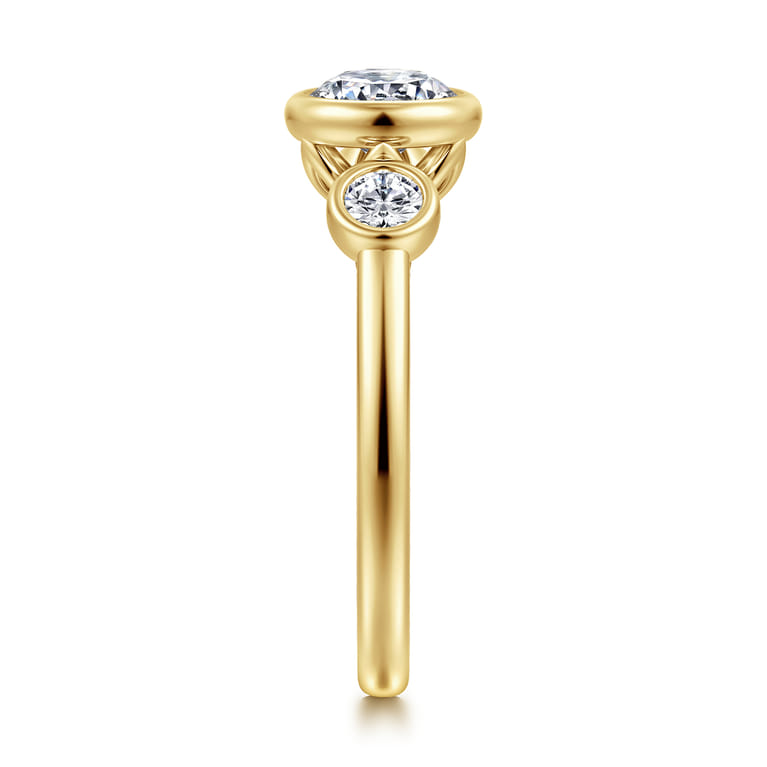 Henley - 14K Yellow Gold Round Three Stone Bezel Set Diamond Engagement Ring - 0.5 ct - Shot 4