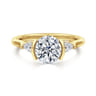 Alesandra - 14K Yellow Gold Half Bezel Round Three Stone Diamond Engagement Ring - 0.3 ct
