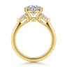 Alesandra - 14K Yellow Gold Half Bezel Round Three Stone Diamond Engagement Ring - 0.3 ct