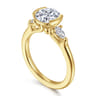 Alesandra - 14K Yellow Gold Half Bezel Round Three Stone Diamond Engagement Ring - 0.3 ct