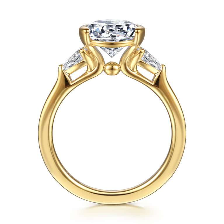 Alesandra - 14K Yellow Gold Half Bezel Round Three Stone Diamond Engagement Ring - 0.3 ct - Shot 2