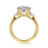 Alesandra - 14K Yellow Gold Half Bezel Round Three Stone Diamond Engagement Ring - 0.3 ct
