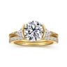 Alesandra - 14K Yellow Gold Half Bezel Round Three Stone Diamond Engagement Ring - 0.3 ct