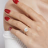 Alesandra - 14K Yellow Gold Half Bezel Round Three Stone Diamond Engagement Ring - 0.3 ct
