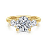 Sanaa - 14K Yellow Gold Round Three Stone Diamond Engagement Ring - 0.6 ct