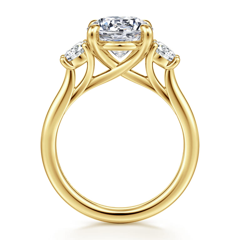 Sanaa - 14K Yellow Gold Round Three Stone Diamond Engagement Ring - 0.6 ct - Shot 2