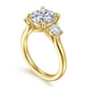 Sanaa - 14K Yellow Gold Round Three Stone Diamond Engagement Ring - 0.6 ct