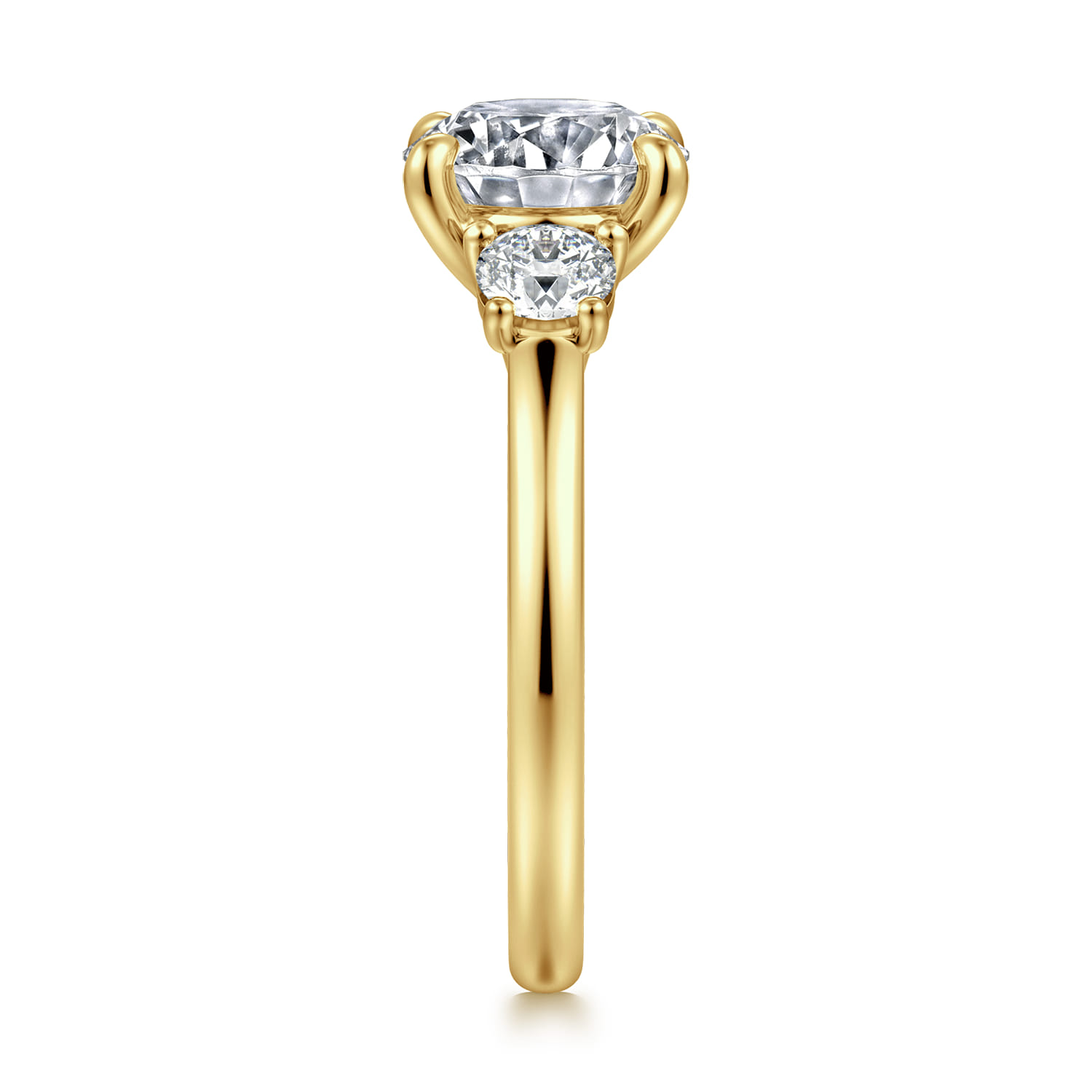 Sanaa - 14K Yellow Gold Round Three Stone Diamond Engagement Ring - 0.6 ct - Shot 4