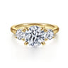 Sanaa - 14K Yellow Gold Round Three Stone Diamond Engagement Ring - 0.57 ct