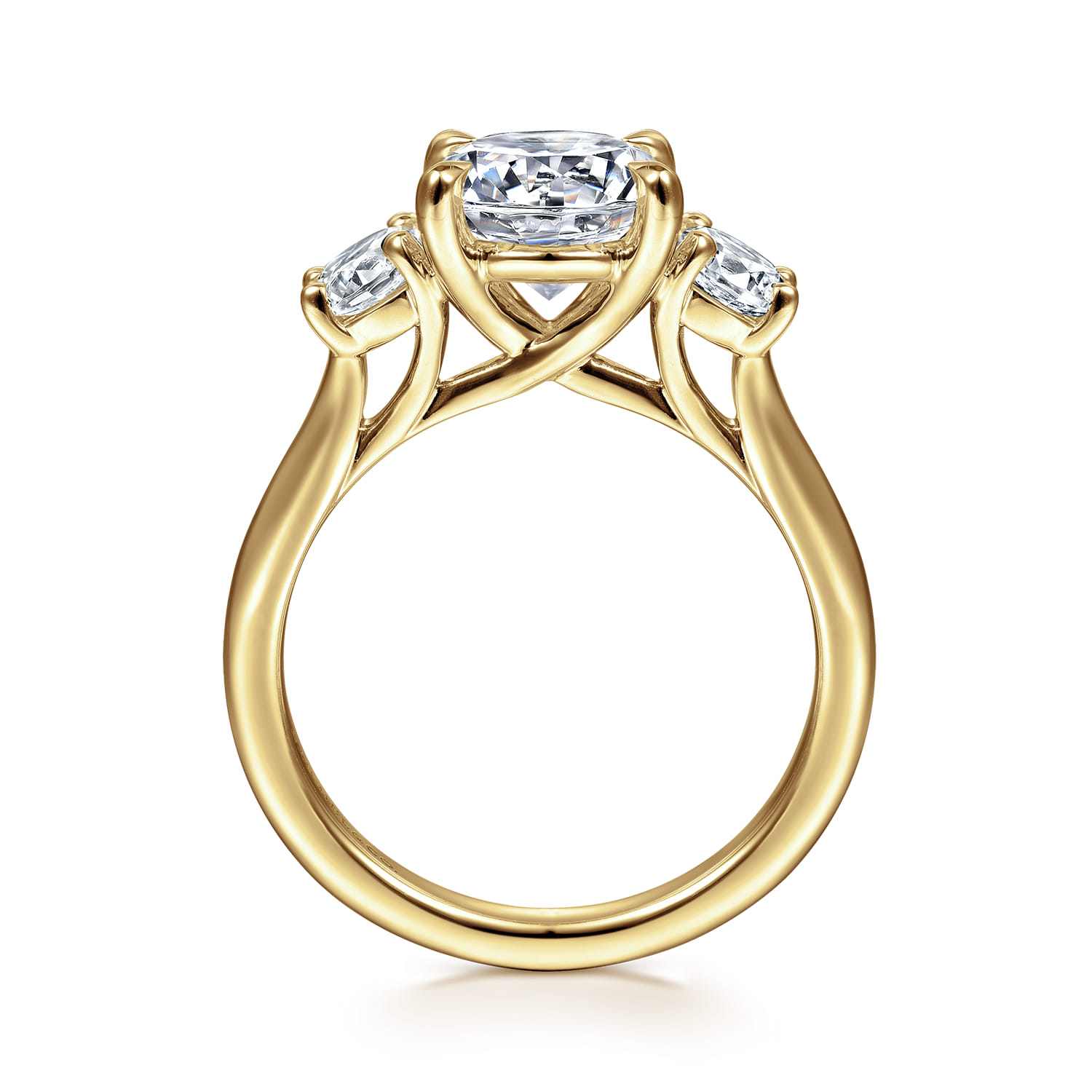 Sanaa - 14K Yellow Gold Round Three Stone Diamond Engagement Ring - 0.57 ct - Shot 2