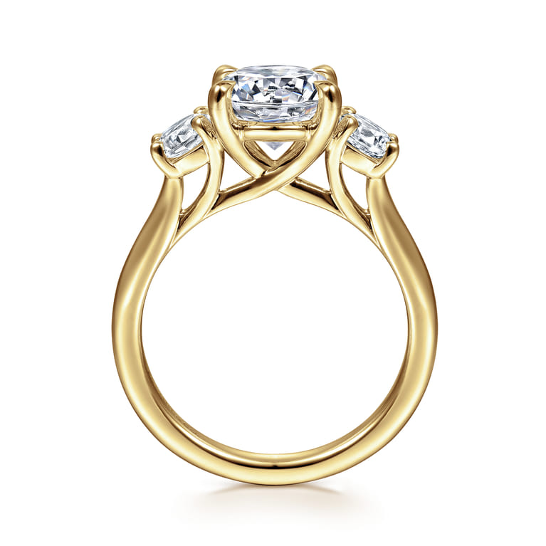 Sanaa - 14K Yellow Gold Round Three Stone Diamond Engagement Ring - 0.57 ct - Shot 2