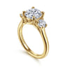 Sanaa - 14K Yellow Gold Round Three Stone Diamond Engagement Ring - 0.57 ct