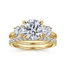 Sanaa - 14K Yellow Gold Round Three Stone Diamond Engagement Ring - 0.57 ct