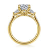 Moon - 14K Yellow Gold Round Three Stone Lotus Diamond Engagement Ring - 0.6 ct