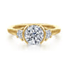 Colleen - 14K Yellow Gold Half Bezel Round Three Stone Diamond Engagement Ring - 0.3 ct