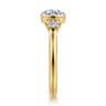 Colleen - 14K Yellow Gold Half Bezel Round Three Stone Diamond Engagement Ring - 0.3 ct