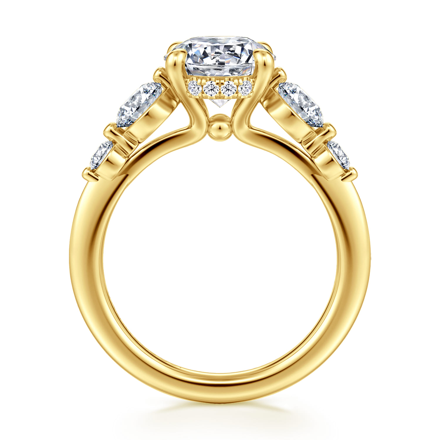 Nilla - 14K Yellow Gold Round Three Stone Diamond Engagement Ring - 0.95 ct - Shot 2