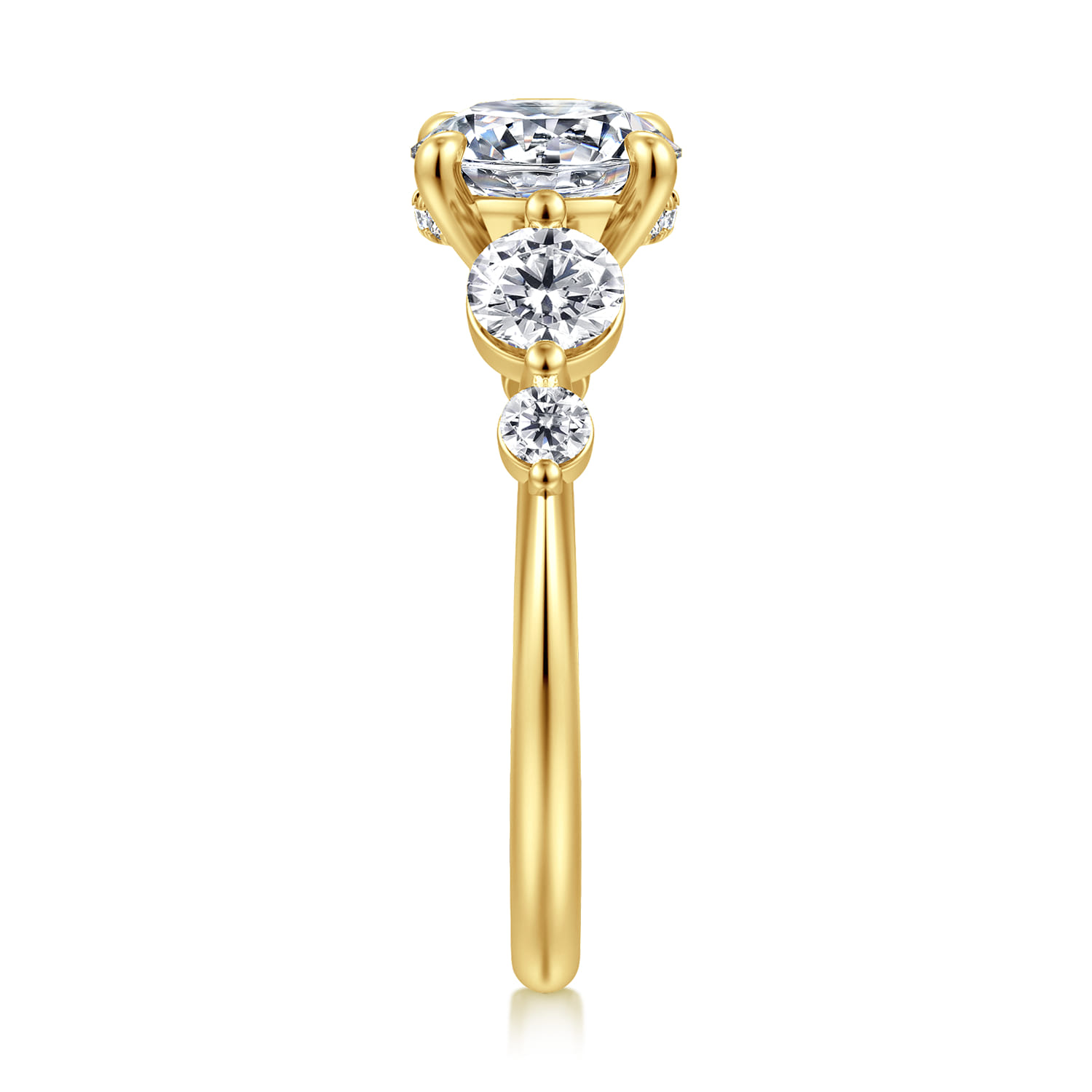 Nilla - 14K Yellow Gold Round Three Stone Diamond Engagement Ring - 0.95 ct - Shot 4
