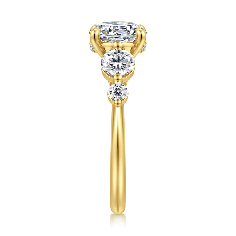 Nilla - 14K Yellow Gold Round Three Stone Diamond Engagement Ring - 0.95 ct - Shot 4